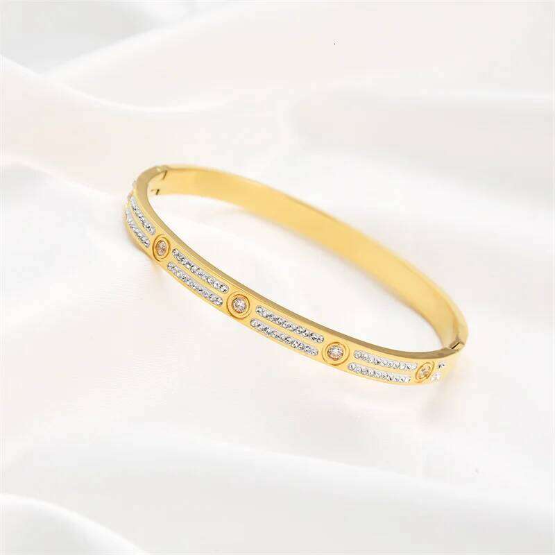 FYSARA Brand New Luxury Crystals Cubic Zirconia Bracelets Couple Luxuxy Jewelry Stainless Steel Bangles For Women Gift Z260123