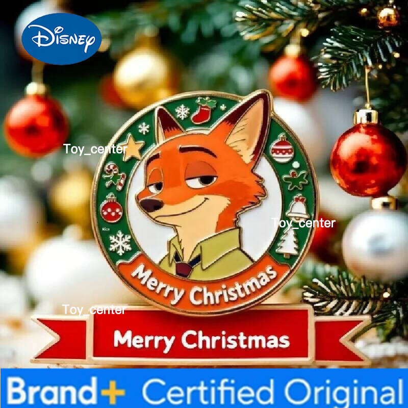 Disney Zootopia Nick Wilde Merry Metal Enamel Pin Fridge Magnet 2 In 1 Collectible Christmas Decor Gift For Fans H260123