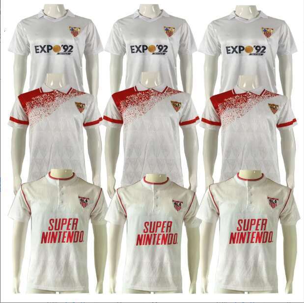 87 90 SeViLleS LUKEBAKIO soccer jerseys Retro 93 94 ISAAC SOW SAUL SUSO J.NAVAS GUDELJ camiseta football shirt EJUKE PEQUE Men Kids Kit socks sets retro 91 92/000