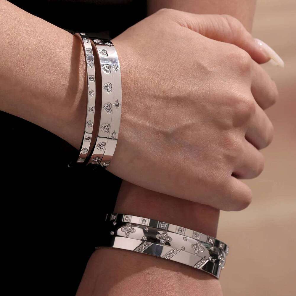 Stainless Steel Geometrically Exquisite Zircon Bracelet Bangle France PVD Gold Plated High Quality Summer Wrist Charm Jewelry Z260123