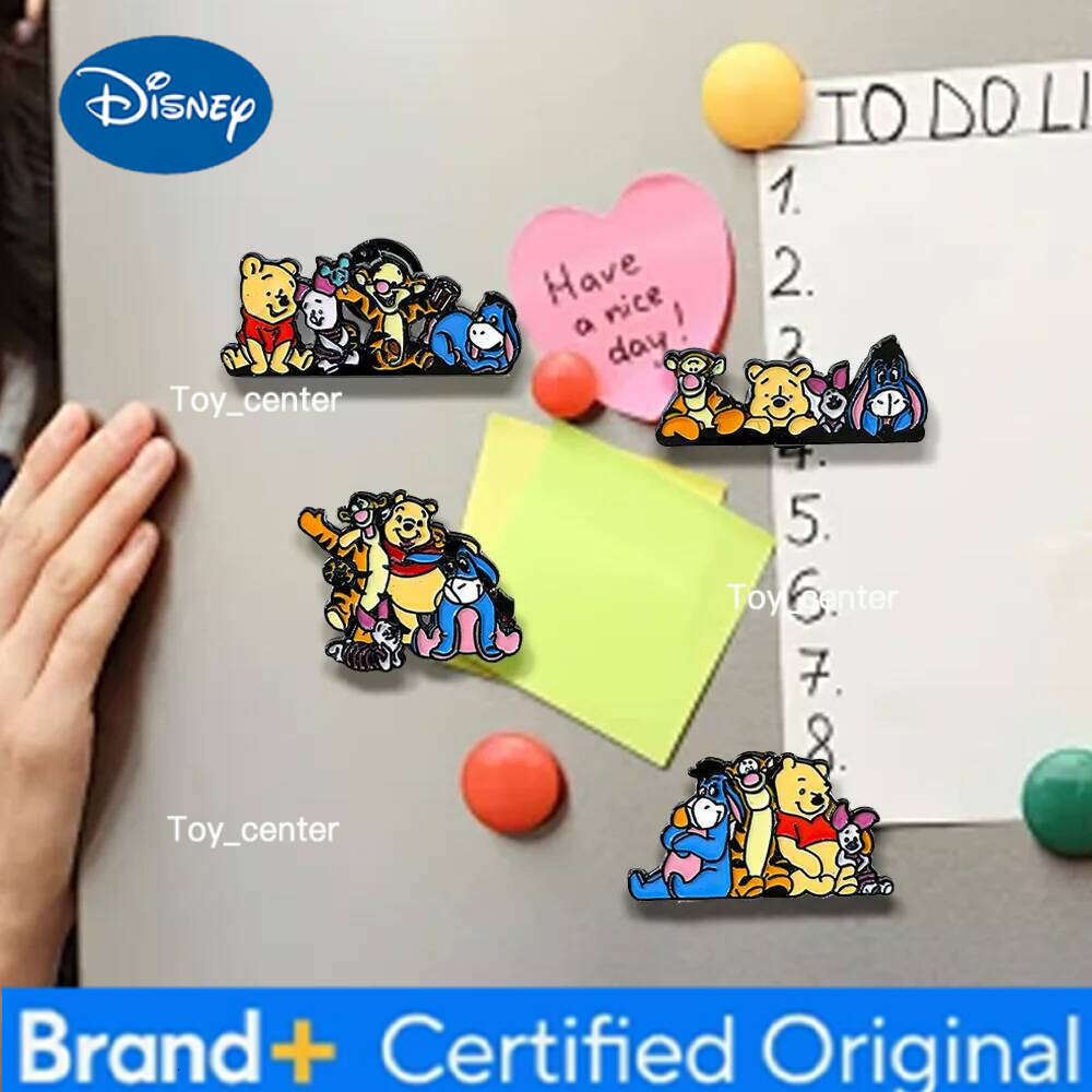 Disney 4 Pcs Creativity and Lovely Anime Cartoon Simple Piglet Pooh Metal Alloy Brooch Refrigerator Magnets Decorative Gift for Friends H260123