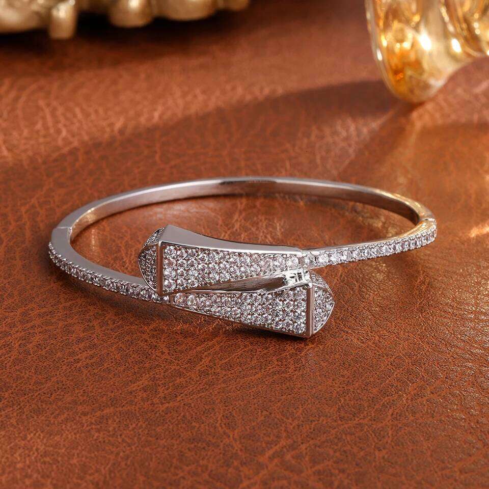 ZAKOL Sparkling Full Zirconia Geometric Bracelet Bangles Luxury 18K Gold Plated Non Fading Jewelry Party Accessories Gift Z260123