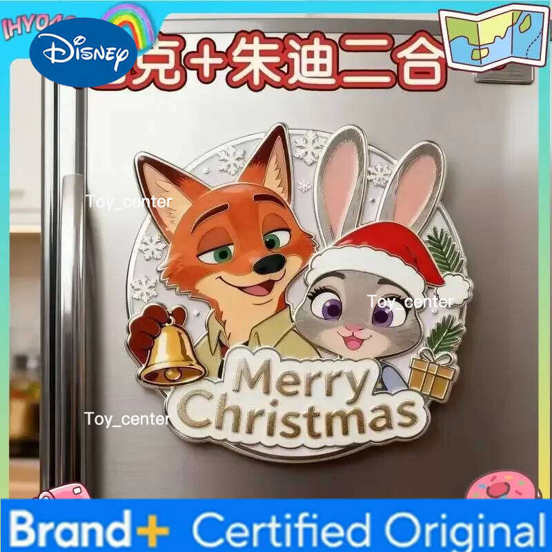 Disney Zootopia Cartoon Nick Judy Magnetic Fridge Magnet Christmas Design High Aesthetic Value Acrylic Material Toy Collectible H26012311