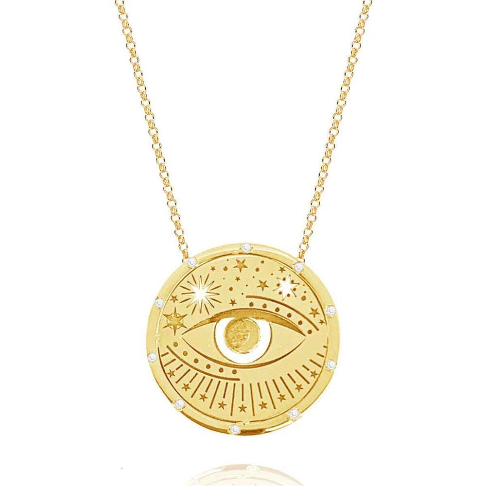 Stainless steel minimalist tarot pendant necklace ins cool style sweater neck chain plated with 18K gold color protection Z260123