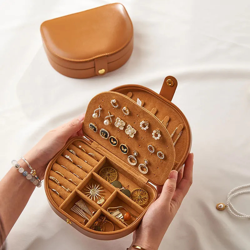 1pcs Single Layer Storage Box Ladies Travel Leather Jewelry Box Classic Black Pure White Fashion Brown Storage Box 260119