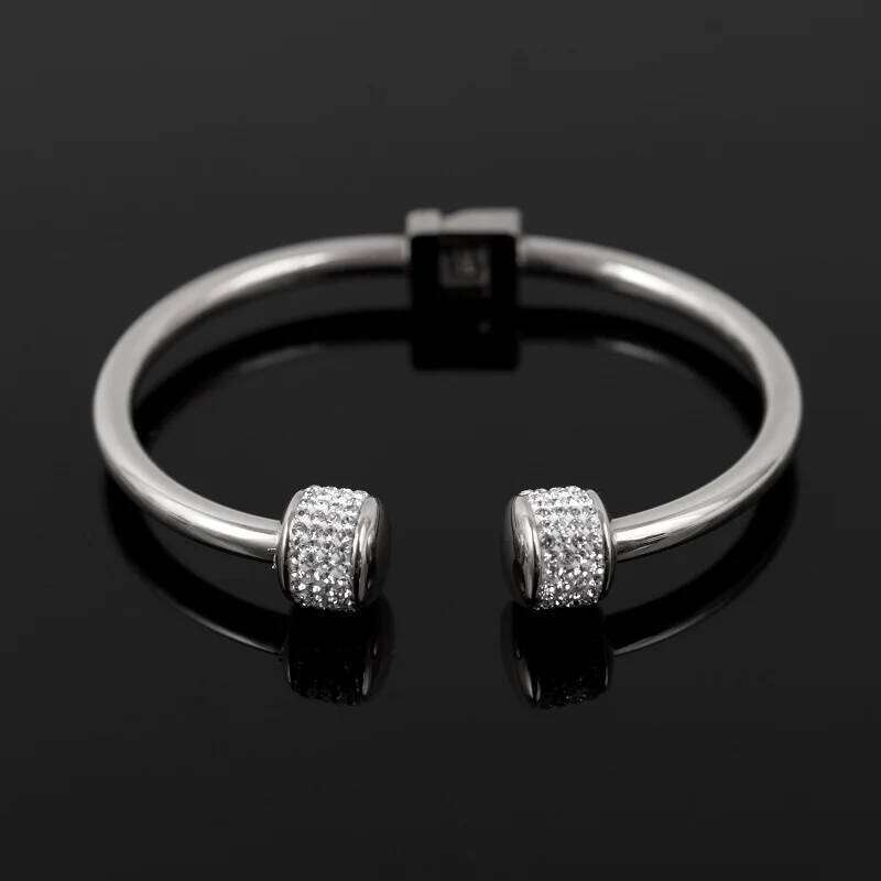 Luxury Gold-plated CZ Crystal Women Bracelet Stainless Steel Cuff Bangle For Women's Charm Wristband Jewelry Drop Shipping Z260123