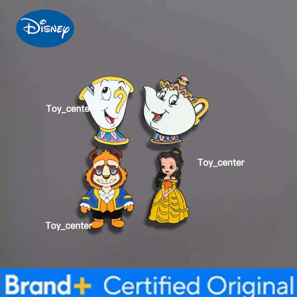 Disney 4 Pcs Creative and Lovely Cartoon Anime personality Belle Metal Alloy Brooch Refrigerator Magnets Decorative Gift For Friends H260123
