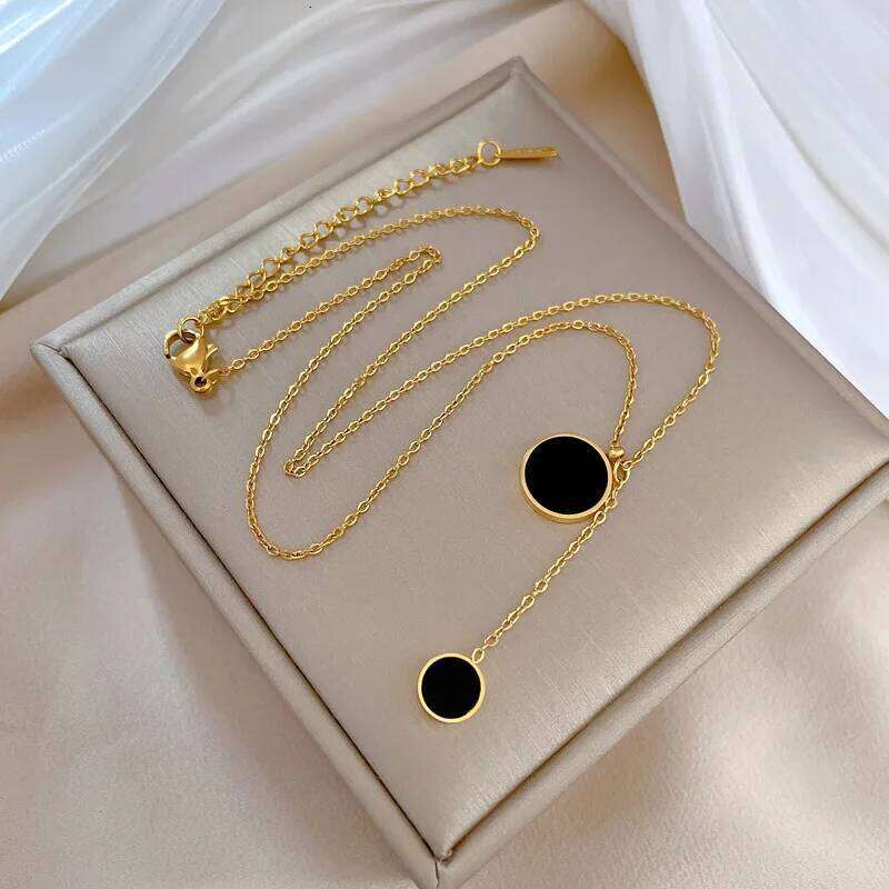 OIMG 316L Stainless Steel Gold Plated Necklaces Geometric Luxury Elegance Round Pendants Clavicle Chains Necklace For Women Z260123