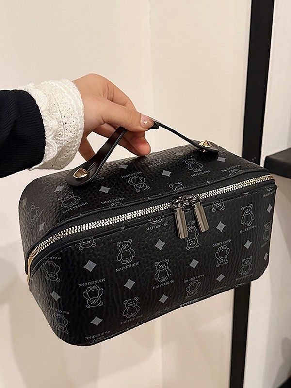 Pu Pillow Makeup Bag Women'S Portable Cosmetics Storage Bag Travel Large Capacity Wash Bag