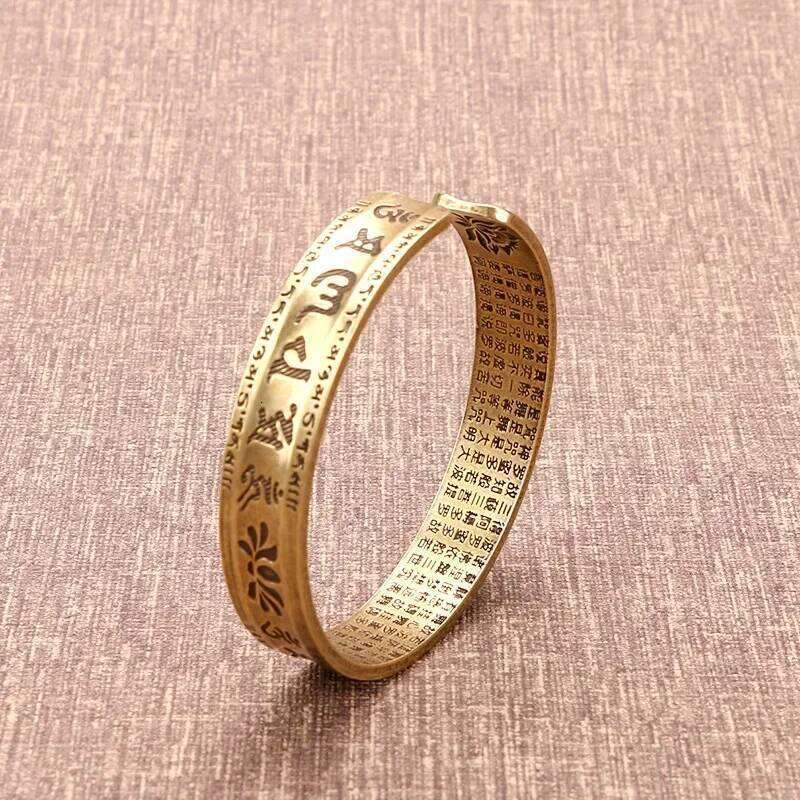 Vintage Buddhist Heart Sutra Cuff Bracelets Men's Six Character True Word Adjustable Bangles Religious Wish Talisman Jewelry Z260123