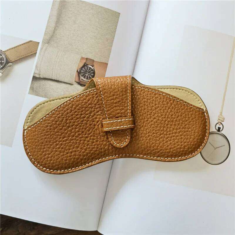 Soft leather portable ins case, sunglasses, men's and women's glasses storage bag, protective cover 26W0123