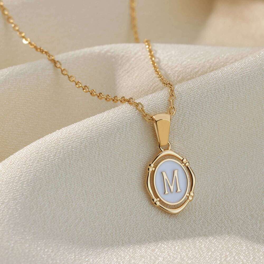 Initial Enamel White A-Z Letter Necklace for Women Stainless Steel Chain Gold Color Alphabet Pendant Choker Fashion Jewelry Gift Z260123