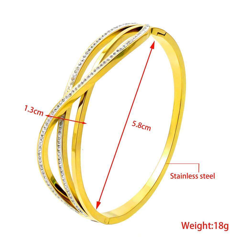 Zalman Charming CZ Crystals Wave Bangles for Women Stainless Steel Cute Jewelry Romantic Gift Z260123
