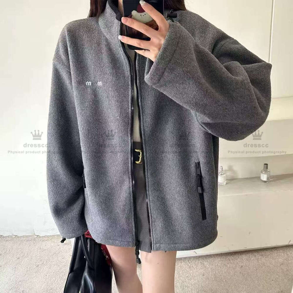 Miu women jacket wool coat Designer Thick Tech fleece jacket women Miumue Hoodie Zipper Jacket Women MM Jackets Winter Coat Pattern Sweater 66