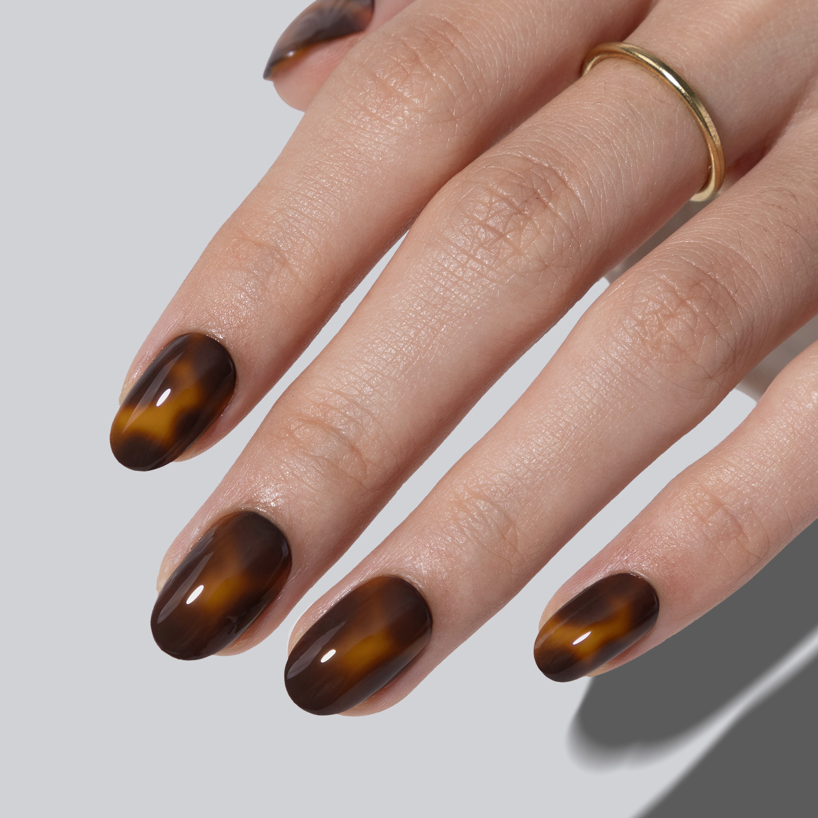Tortoise Shell Brown Oval Nails Press on