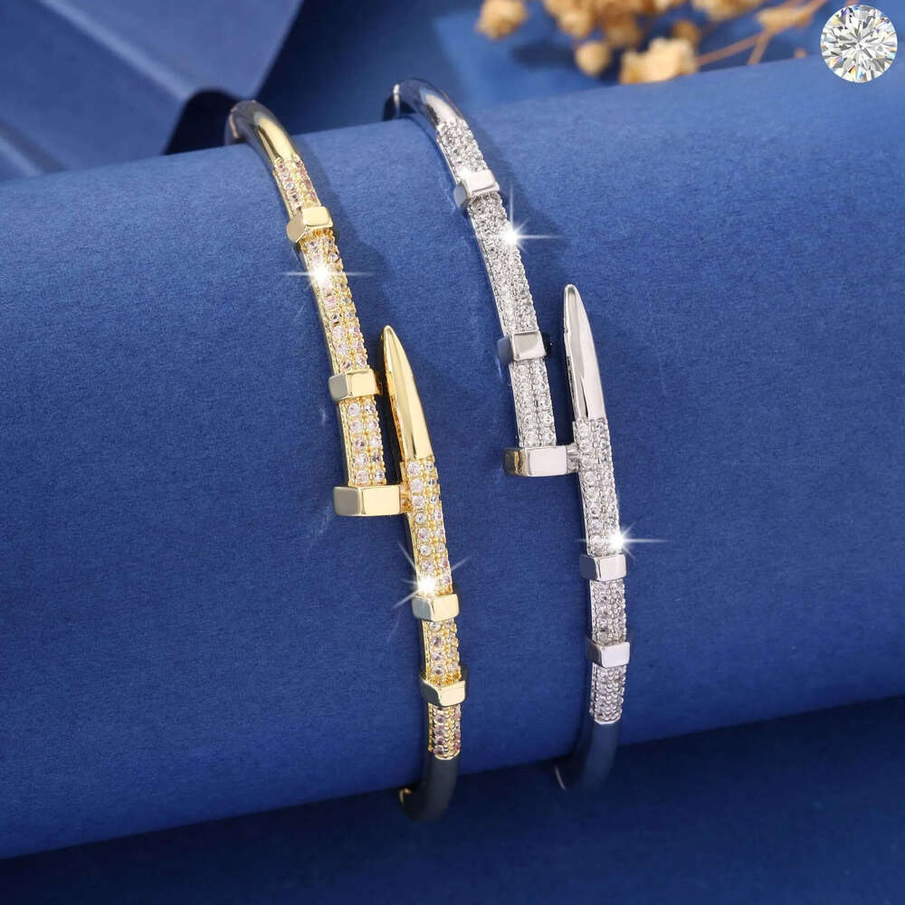 Fashion Designer Bracelet Cuff Bracelet with Zirconia and Diamond Studs Trendy Holiday Gift