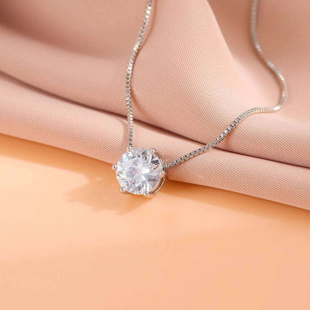 New Simple Single Crystal Clavicle Chain 925 Sterling Silver Pendant Necklaces XL025 Z260123