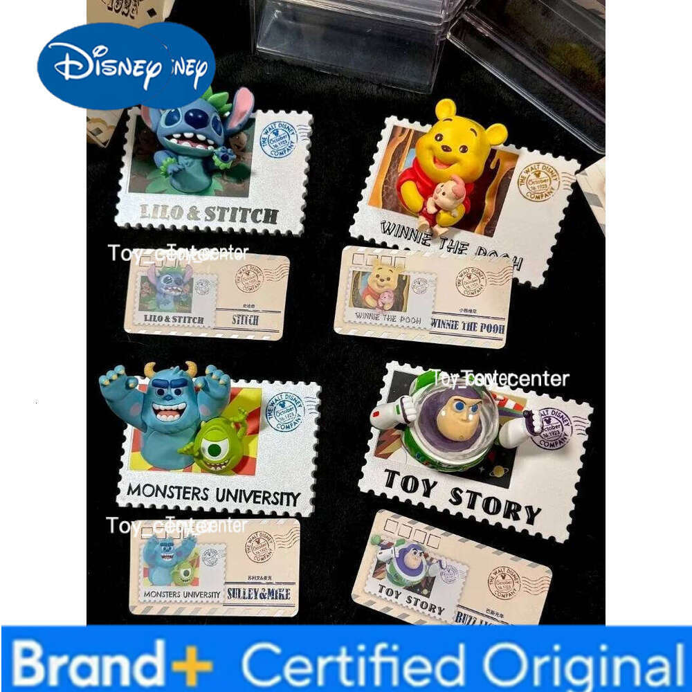 Disney 100%Genuine Blind Box Mickey Cartoon Fun Life Stamp Series Refrigerator Sticker Magnetic Action Figure Christmas Gift Toy H260123
