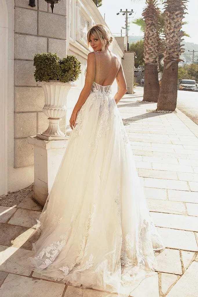 Off White Wedding Dresses Stain Cape Two Pieces Applique Lace With Corset Princess Church Garden Bridal Gown Outfit J23 B0312