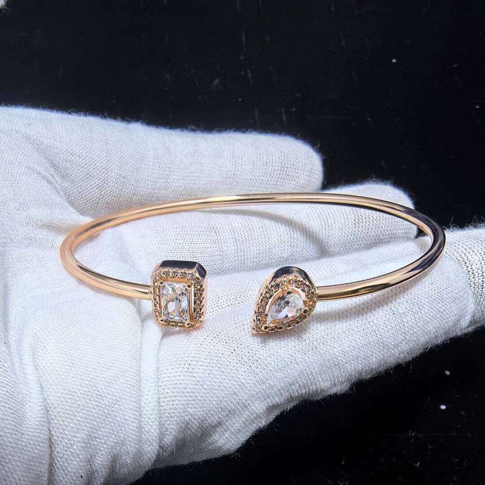 S 925 sterling silver plated 18K gold women's elastic open bracelet exquisite gift not fading Z260123