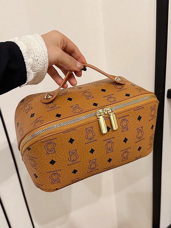 Pu Pillow Makeup Bag Women'S Portable Cosmetics Storage Bag Travel Large Capacity Wash Bag