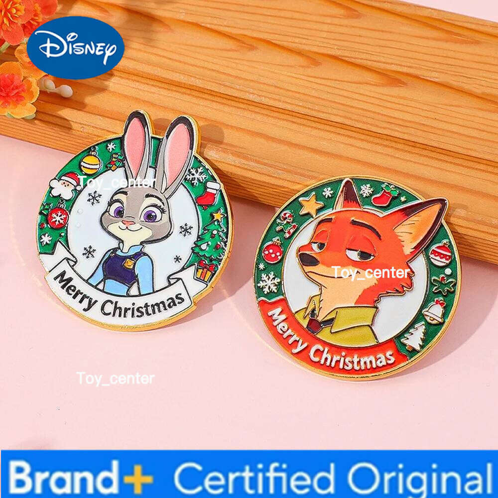 Disney Anime Zootopia 2 Christmas Metal Pin Judy Hopps & Nick Wilde Fox Brooch Cute Cartoon Character Badge for Clothing Decoration H260123