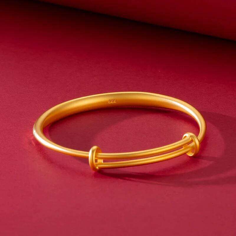 Simple Smooth 18K Gold Cuff Bracelets for Men and Women Flower Jewelry Party Gothic Girl Charm Bracelet Z260123