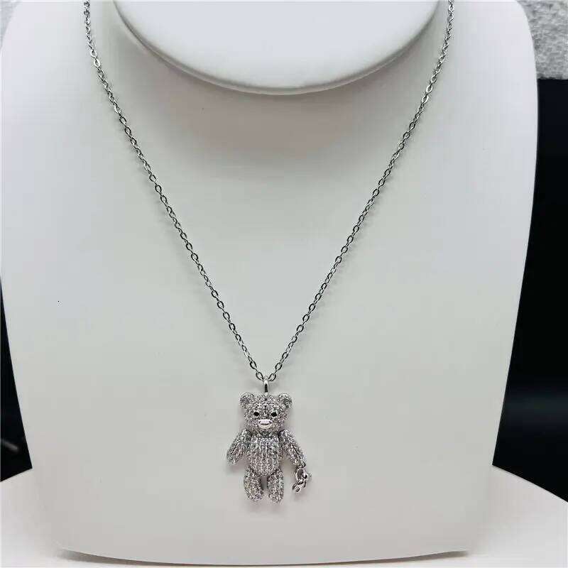 HECHENG,New for Women Fashion Bear Pendant Necklace Design Pave Setting Zircon Copper Jewelry Wholesale Z260123