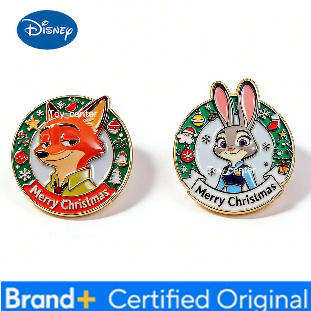 Disney 2 Pcs Classic Cartoon Zootopia Brooch Christmas Judy Hopps Enamel Pin Metal Badge Jewelry Clothing Backpack Accessories Gifts H260123