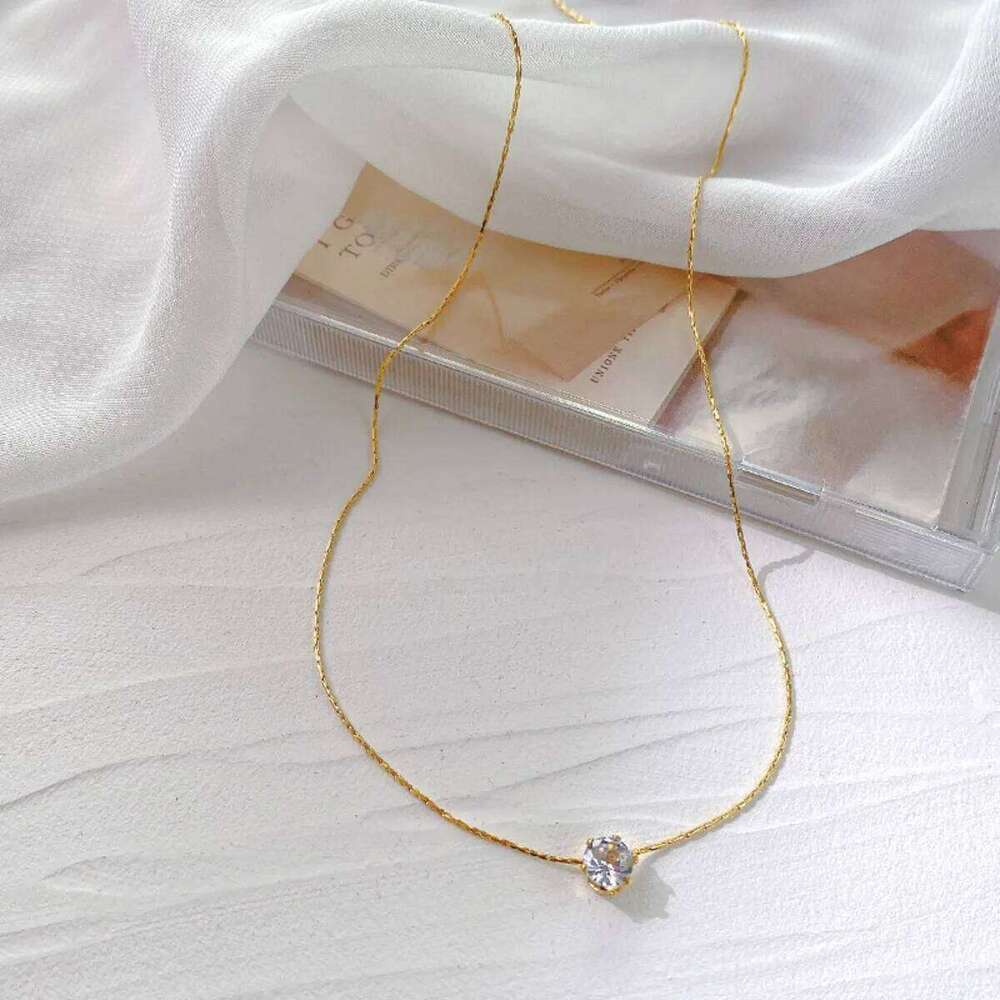 Zircon Pendant Necklaces Stainless Steel Gold Color Necklace Women, Minimalism Luxury Style Jewelry Accessories Chain Banquet Z260123