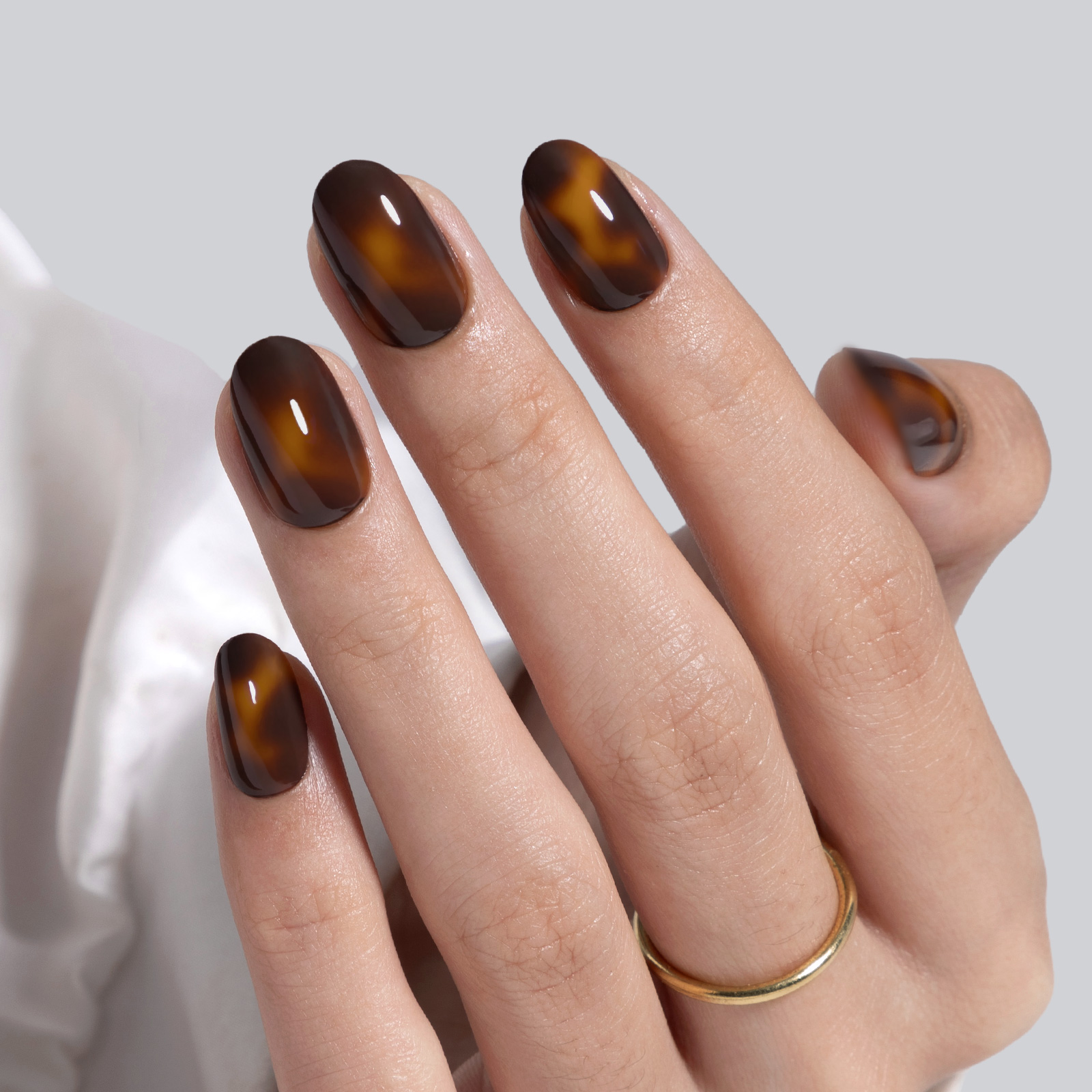 Tortoise Shell Brown Oval Nails Press on