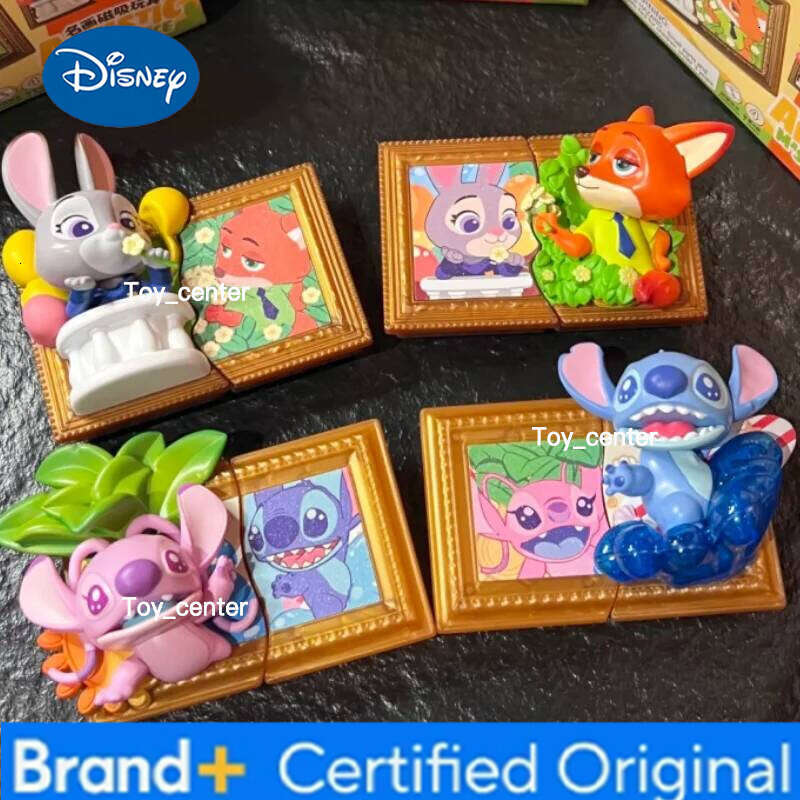 Disney Official Blind Box Magnetic Frame Toy Zootopia Nick Judy Stitch Movie Peripherals Cute Collectible Gift For Kids Adults H260123
