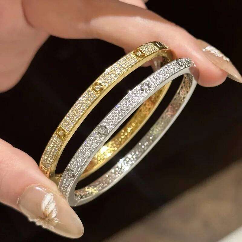 Classic Light Luxury Retro Half Circle Full Diamond Copper coin design Bracelets for women Exquisite Charm bangles Jewelry Z260123