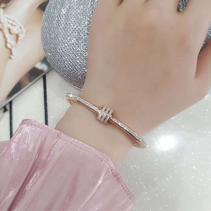 Women's Luxury Exquisite Zircon Waist Stainless steel Rose Gold Color Charm Bracelets Girls' Premium New Party Jewelry Z260123