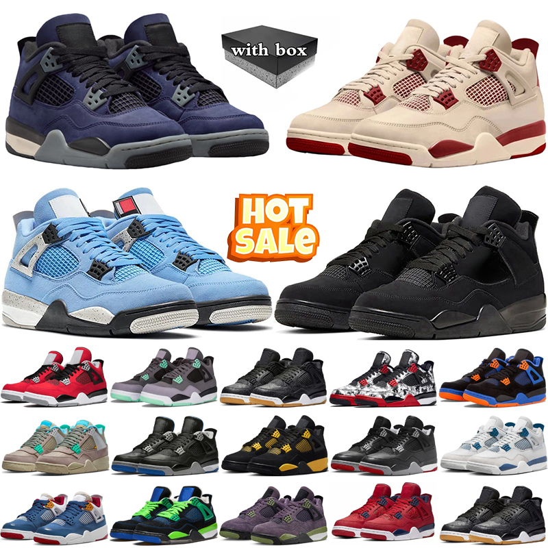 Designer 4 Basketball shoes Worn Blue Valentine's Day Sierra Red Military Black Cat Purple Thunder Cool Grey Bred Sports Trainers schoenen Sneaker chaussures 36-47