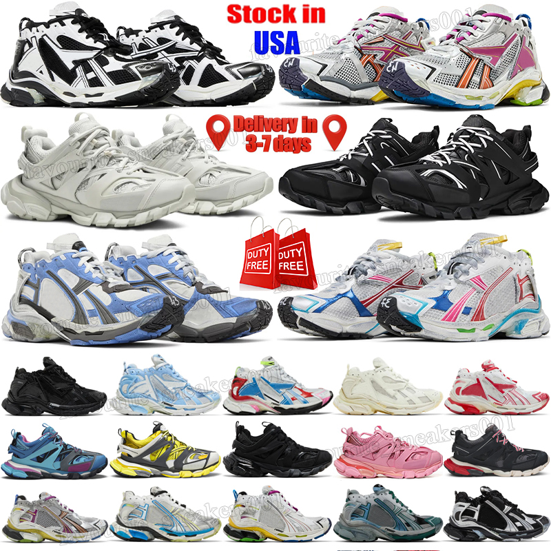 Designer Shoes Track Runners 7.0 7.5 3.0 Sneakers Platform Triple Black white Multicolor Pink Grey Gomma Leather Nylon Printed Paris mens women trainers Tennis
