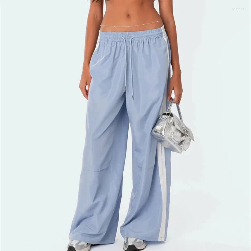 Women's Pants Imcute Women Striped Track Elastic Waist Straight Leg Sweatpants Joggers Wide Side Stripes With Pockets
