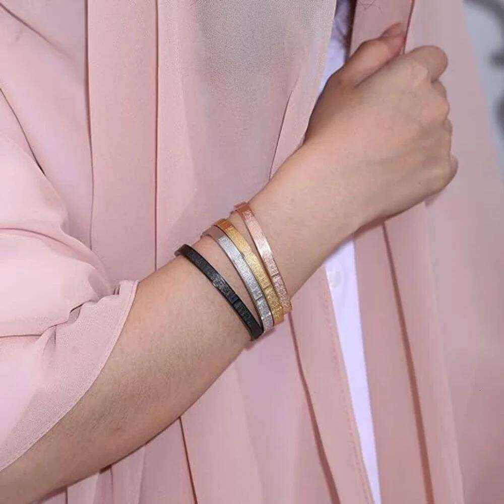 YILUOCD Stainless Steel Ayatul Kursi Cuff Bangle Islamic Muslim God Messenger Bracelet for Women Moroccan Arabic Jewelry Z260123