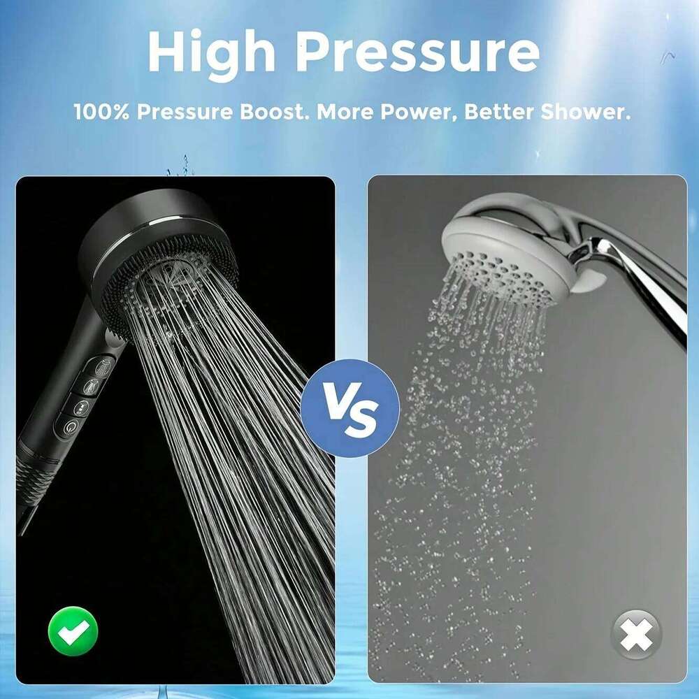 4 Modes Pressurized Head Thickened ABS Handheld Filter Showerhead with Silicone Brush One-Key Stop Water Shower Nozzle 26Y0123 M260320