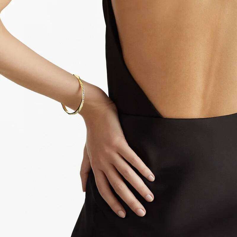 Luxury Brand Pure 925 Sterling Silver For Women Wave Bangle Rose Gold Diamond Design Wedding Jewelry Engagement Bracelet Z260123