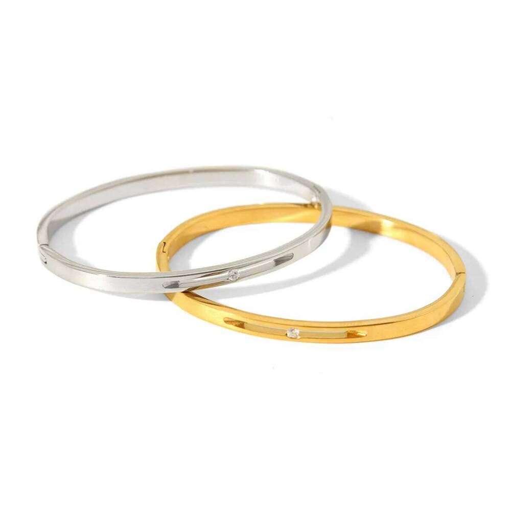 Yupsk Classics Stainless Steel Hollow Single Zircon Bracelet For Women Fashion Party Jewelry Halloween Christmas Accessory Gift Z260123