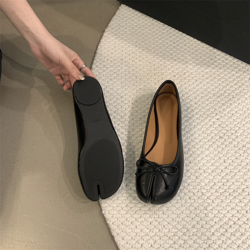 Free Shipping 2026 Classic Bow Detail Split Toe Flats Women's Comfortable Slip On Dress Shoes Multi-color