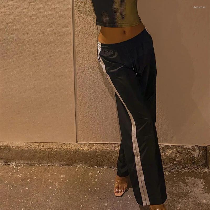 Women's Pants Imcute Women Striped Track Elastic Waist Straight Leg Sweatpants Joggers Wide Side Stripes With Pockets