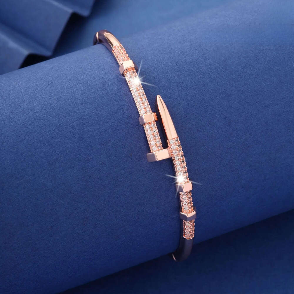 Fashion Designer Bracelet Cuff Bracelet with Zirconia and Diamond Studs Trendy Holiday Gift