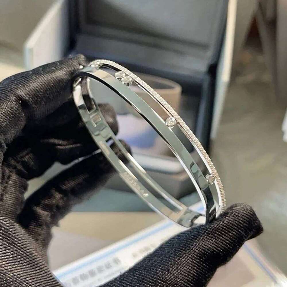 925 sterling silver 18K gold-plated classic women's diamond dynamic bracelet with moving diamonds Z260123