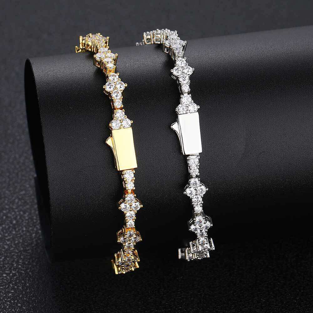 European and American Hip-Hop Spring Buckle Airplane Tennis Chain Zircon Necklace Jewelry for Women with High-End Feel Full Diamond Men's Bracele