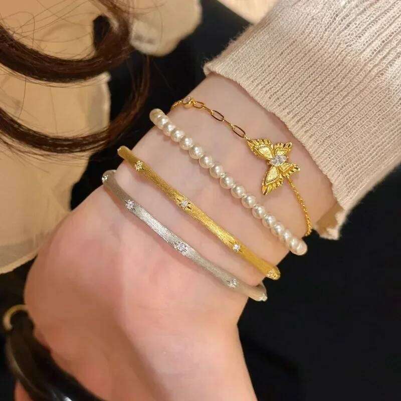 vintage Octagonal star wire drawing shiny bangles silver 925 exquisite light luxury bracelet for women engagement fine jewelry Z260123