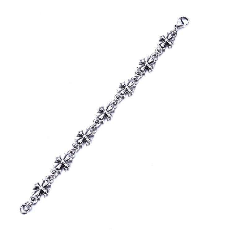 Cross Flower Link Bracelet Street Hip-Hop Retro Versatile for Men and Women Couples Fashion Accessories Daily Wear Jewelry