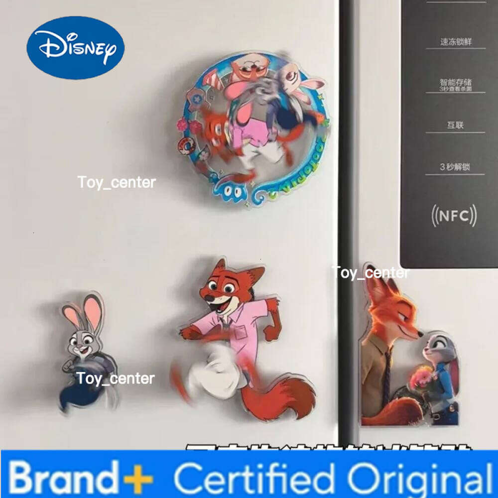 Disney 4pcs New Zootopia Rotating Refrigerator Magnet - Nick and Judy Fan Decor Collection Anime Cartoon Cute Decoration Girl Gift Toys H260123