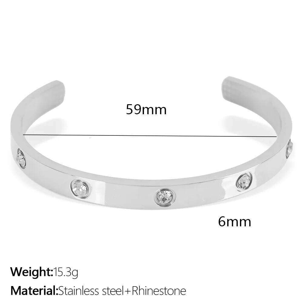 C-shaped open simple elegant, light luxury, with diamonds, couple's titanium steel bracelet, popular in Europe and Z260123